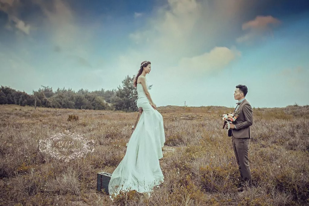 婚紗攝影台北婚紗推薦婚紗攝影景點|淡水沙崙海水浴場-美式清新,韓風唯美,夕陽海景婚紗攝影視覺流感